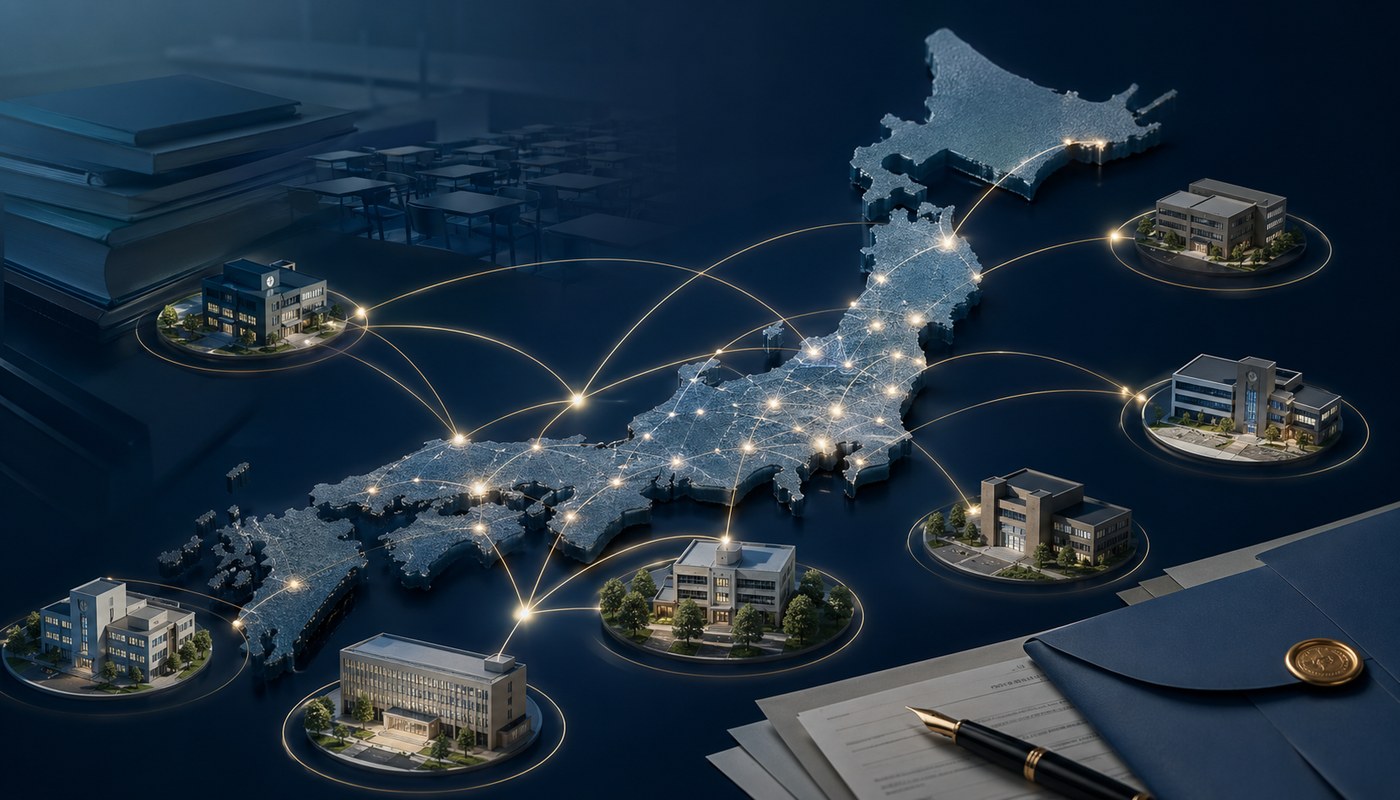 教育業界の買い手ネットワークを表す抽象ビジュアル