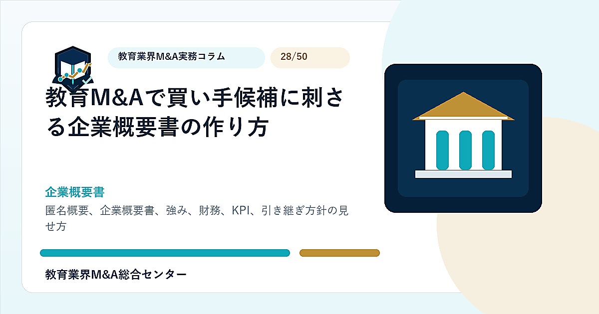 教育M&Aで買い手候補に刺さる企業概要書の作り方のアイキャッチ画像