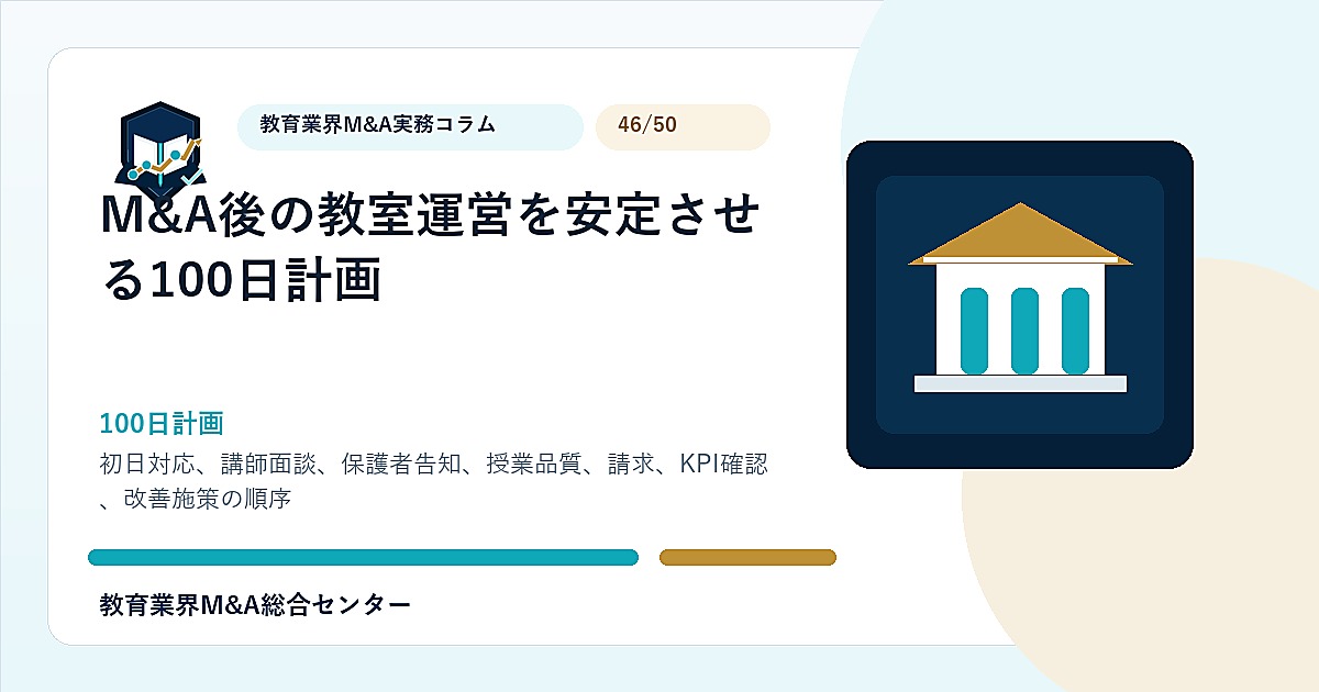 M&A後の教室運営を安定させる100日計画のアイキャッチ画像
