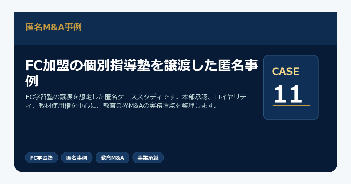 FC加盟の個別指導塾を譲渡した匿名事例