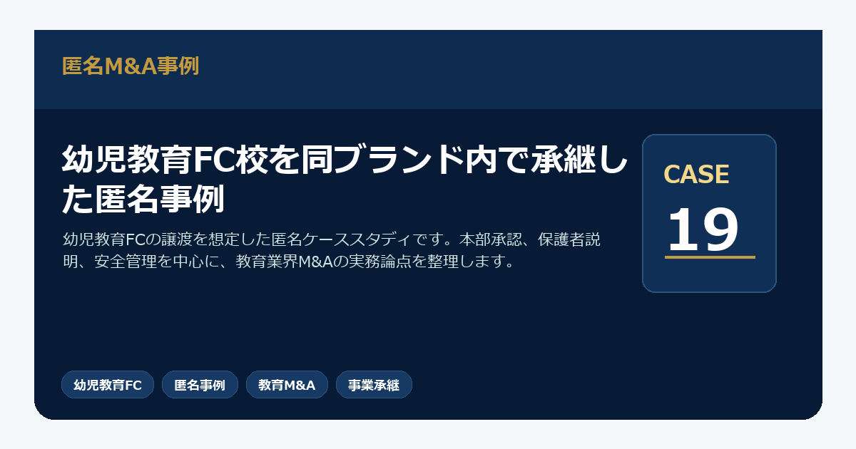 幼児教育FC校を同ブランド内で承継した匿名事例