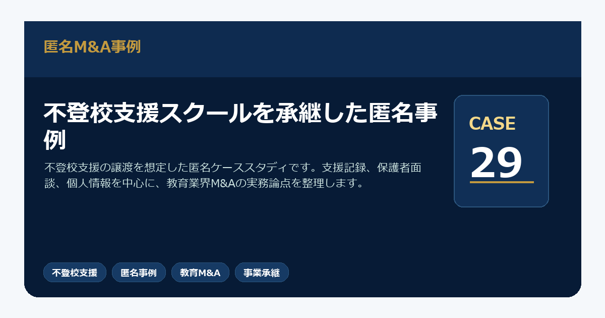 不登校支援スクールを承継した匿名事例