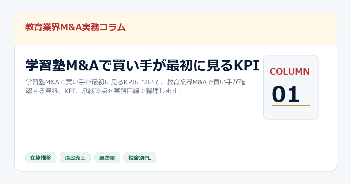 学習塾M&Aで買い手が最初に見るKPI