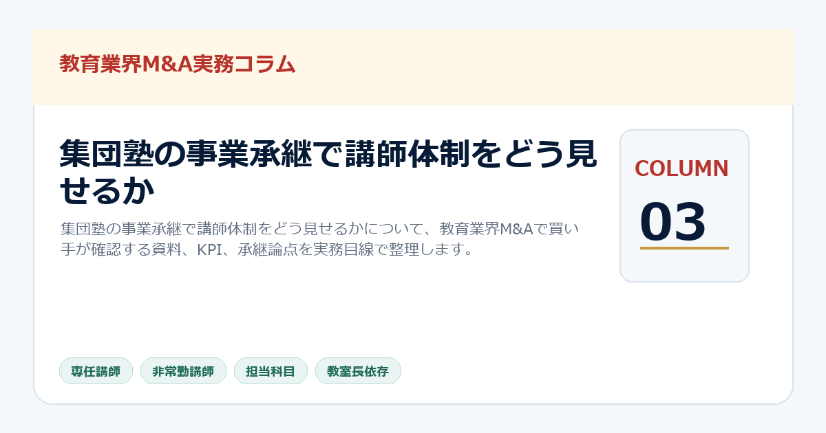 集団塾の事業承継で講師体制をどう見せるか