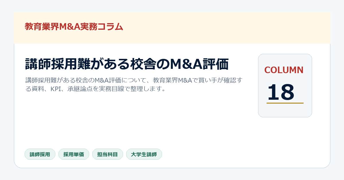講師採用難がある校舎のM&A評価
