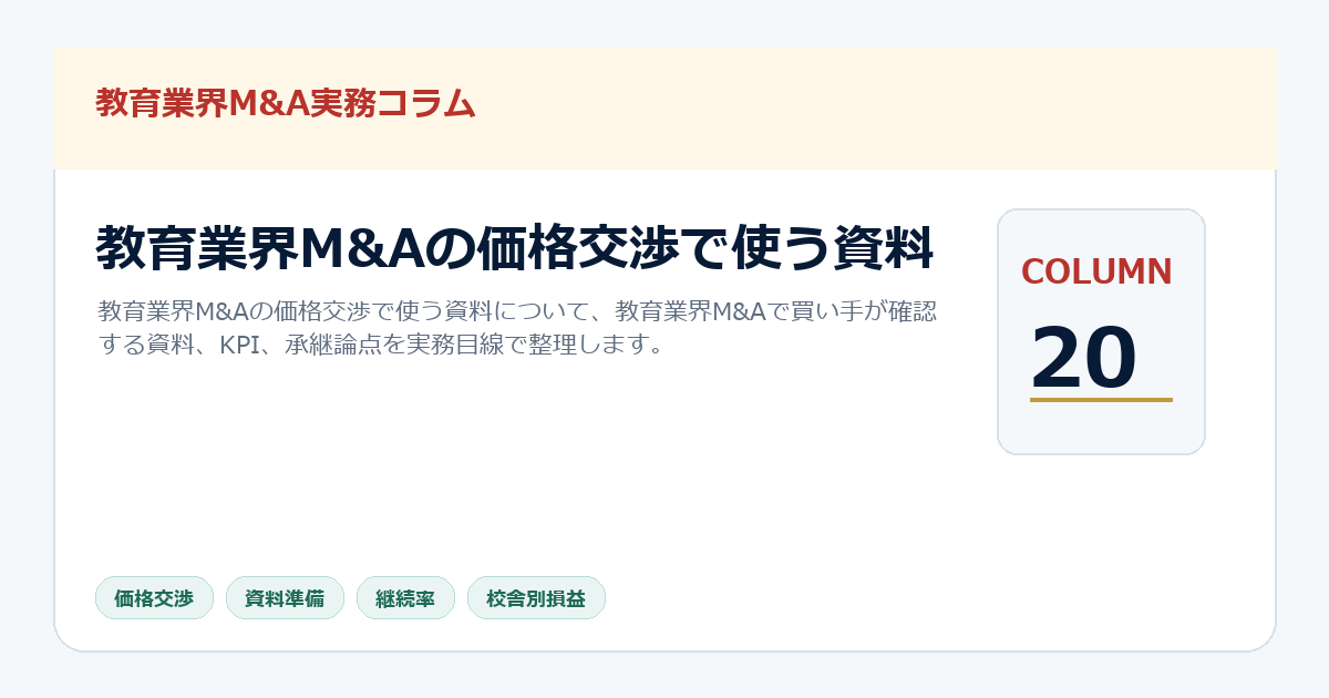 教育業界M&Aの価格交渉で使う資料