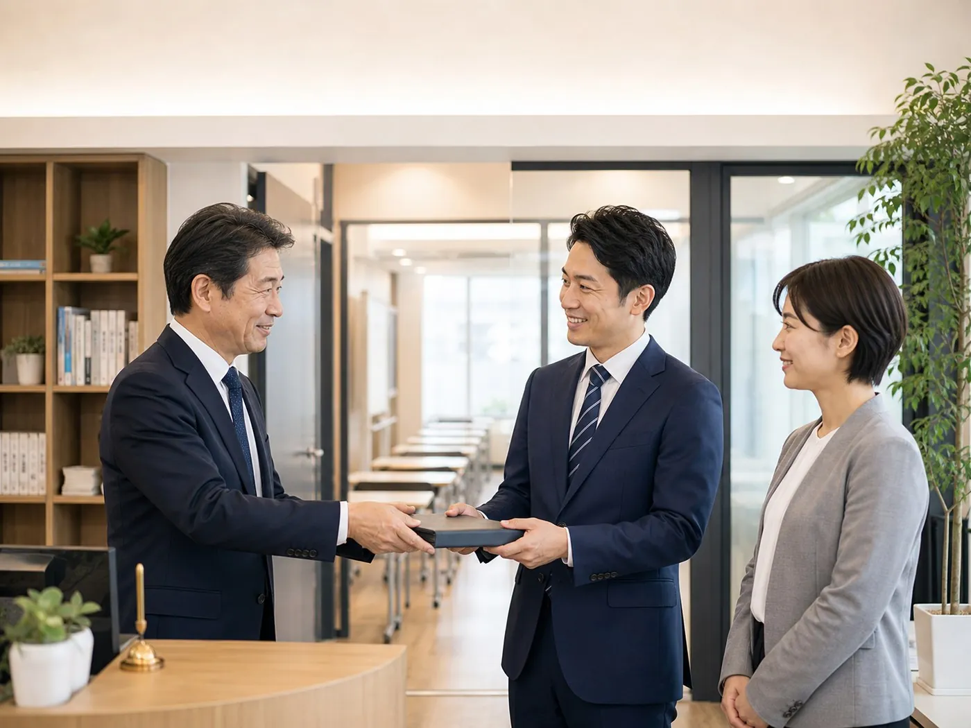 教育事業の承継を教室で確認する関係者